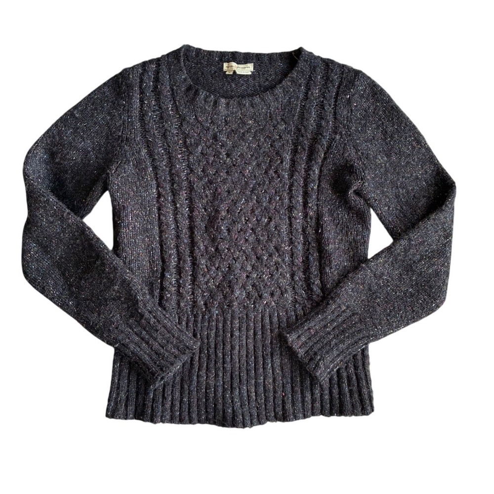 Royal Robbins Wool Blend Women's Charcoal Speckled Cable Knit Sweater Size Small